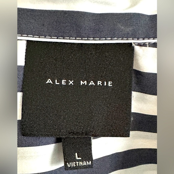 Alex Marie Navy and White Stripped Crop Top - Picture 3 of 6